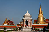 Bangkok Grand Palace, approaching the Wat Phra Keow (temple of the Emerald Buddha) from the east, with the big gilded chedi on the foreground. 